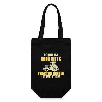 Trecker Trekker Traktor Schule Spruch Geschenk - Geschenkbeutel für Flaschen - Schwarz - Vorne