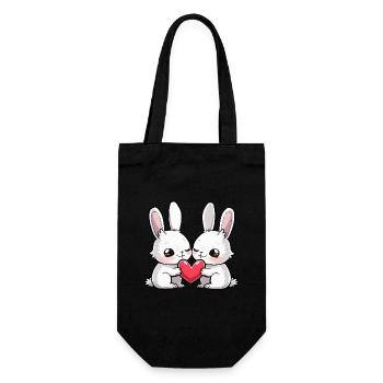 Bunny Couple In Love Easter Heart - Gift Bag for Bottles - black - Front