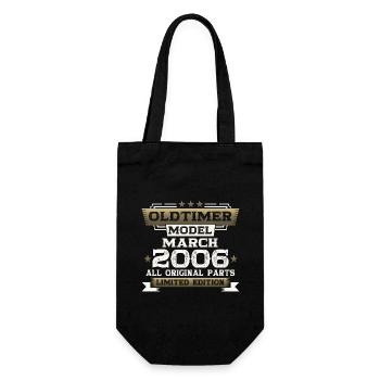 18. Geburtstag Oldtimer März Jahrgang 2006 - Geschenkbeutel für Flaschen - Schwarz - Vorne