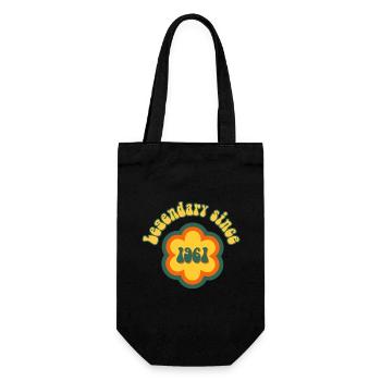 Legendary since 1961 Birthday Retro Flower - Gift Bag for Bottles - black - Front
