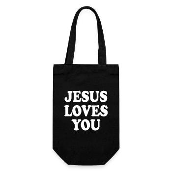 Jesus loves you - Gift Bag for Bottles - black - Front