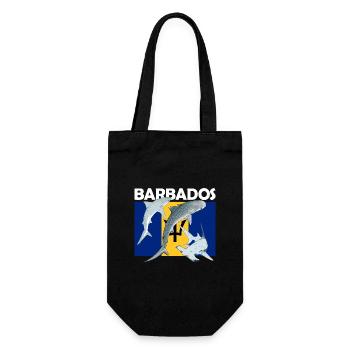 Flag of Barbados Tiger Shark Hammerhead Shark - Gift Bag for Bottles - black - Front