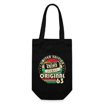 Born 1963 Vintage Birthday Retro Original Gift - Gift Bag for Bottles - black - Front