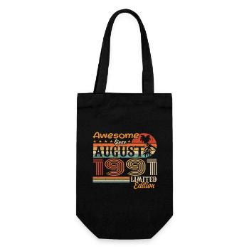 1991 August Geschenkidee August 1991 - Geschenkbeutel für Flaschen - Schwarz - Vorne