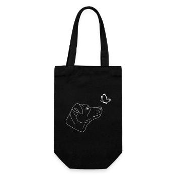 Jack Russell Terrier mit Schmetterling - Geschenkbeutel für Flaschen - Schwarz - Vorne