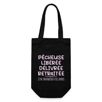 Fisherwoman Celebrates Retirement with Humor Gift - Gift Bag for Bottles - black - Front