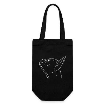 Französische Bulldogge - Geschenkbeutel für Flaschen - Schwarz - Vorne