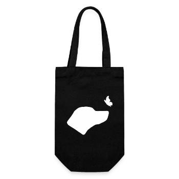 Rhodesian Ridgeback mit Schmetterling - Geschenkbeutel für Flaschen - Schwarz - Vorne