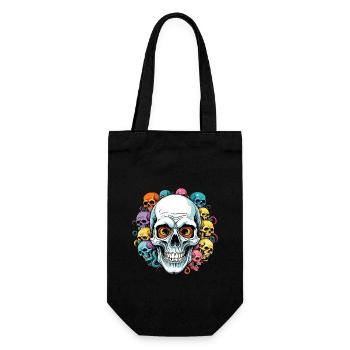 Large skull and many small colorful sculls - Gift Bag for Bottles - black - Front