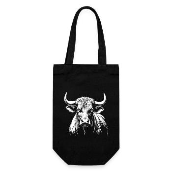 Stier - stolz, kraftvoll, selbstbewusst - Geschenkbeutel für Flaschen - Schwarz - Vorne