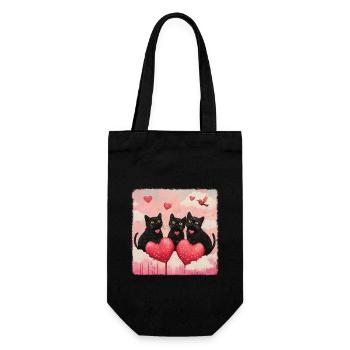 Schwarze Katzen mit Herzen Valentinstag - Geschenkbeutel für Flaschen - Schwarz - Vorne