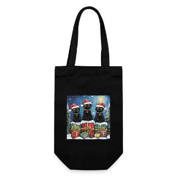 Schwarze Katzen mit Weihnachtsgeschenke - Geschenkbeutel für Flaschen - Schwarz - Vorne