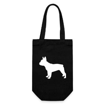 Französische Bulldogge Silhouette - Geschenkbeutel für Flaschen - Schwarz - Vorne