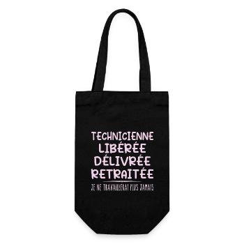 Technician celebrates her retirement with humour - Gift Bag for Bottles - black - Front