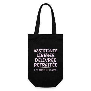 Assistentin feiert ihren Ruhestand mit humorvollem Geschenk - Geschenkbeutel für Flaschen - Schwarz - Vorne