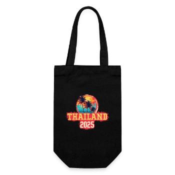 Thailand 2025 Palmen - Geschenkbeutel für Flaschen - Schwarz - Vorne