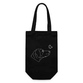 Rhodesian Ridgeback mit Schmetterling - Geschenkbeutel für Flaschen - Schwarz - Vorne