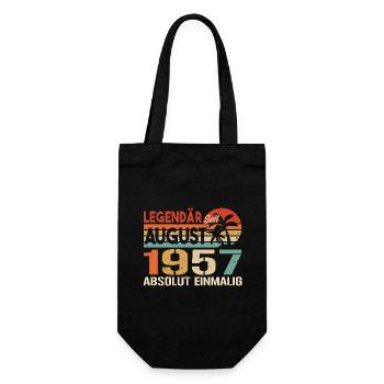 Geboren im August 1957 Funny Birthday Retro - Geschenkbeutel für Flaschen - Schwarz - Vorne