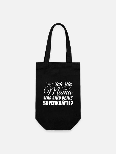 Ich Bin Mama Was SInd Deine Superkräfte? - Geschenkbeutel für Flaschen - Schwarz