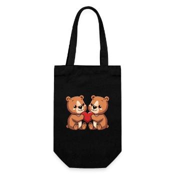 Ours Couple Coeur - Sac à bouteille - noir - Devant