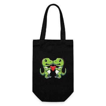 Dinosaure T-Rex Couple Coeur - Sac à bouteille - noir - Devant