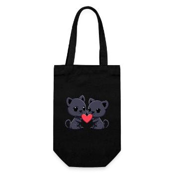 Panther Paar Verliebt Valentinstag - Geschenkbeutel für Flaschen - Schwarz - Vorne
