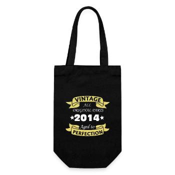 Jahrgang 2014 10 Jahre perfekt gereift - Geschenkbeutel für Flaschen - Schwarz - Vorne