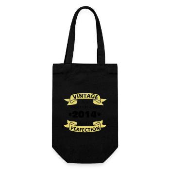 Jahrgang 2014 10 Jahre perfekt gereift - Geschenkbeutel für Flaschen - Schwarz - Vorne
