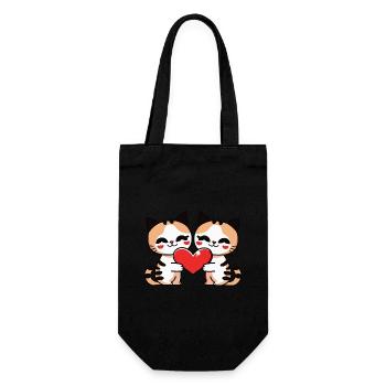 Chat Couple Coeur - Sac à bouteille - noir - Devant