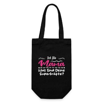 Ich Bin Mama - Was SInd Deine Superkräfte? - Geschenkbeutel für Flaschen - Schwarz - Vorne