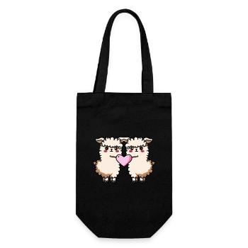 Alpaga Lama Couple Coeur - Sac à bouteille - noir - Devant