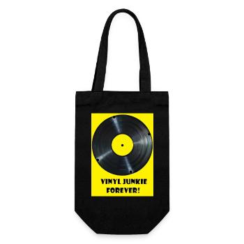 Vinyl Junkie forever - gelb - Geschenkbeutel für Flaschen - Schwarz - Vorne