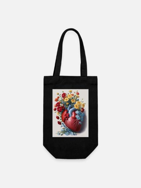 Flowers grow from a human heart - Gift Bag for Bottles - black