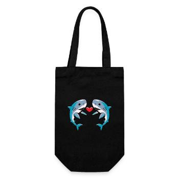 Shark Couple Heart - Gift Bag for Bottles - black - Front