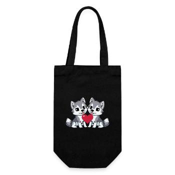 Couple de loups coeur - Sac à bouteille - noir - Devant