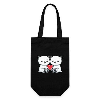 Ours Polaire Couple Coeur - Sac à bouteille - noir - Devant