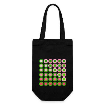 Cercles et carrés roses et verts dans le style Op Art - Sac à bouteille - noir - Devant