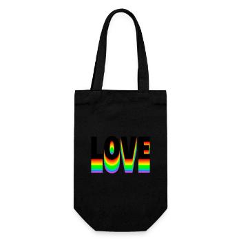 Love Text Regenbogen - Geschenkbeutel für Flaschen - Schwarz - Vorne
