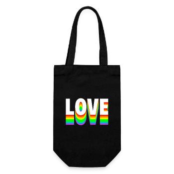 Love Text Regenbogen - Geschenkbeutel für Flaschen - Schwarz - Vorne