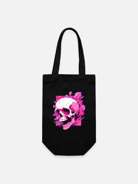 crâne rose - Sac à bouteille - noir