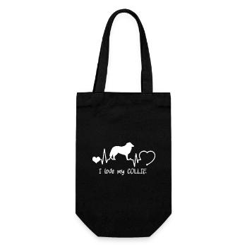Collie mit Herzschlag - Geschenkbeutel für Flaschen - Schwarz - Vorne