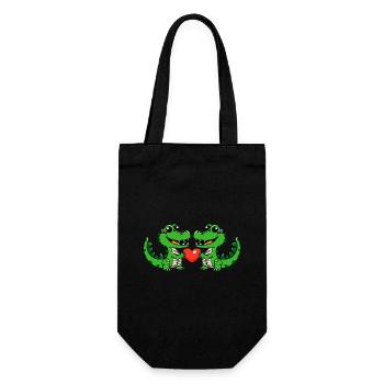 Alligator Couple Heart - Gift Bag for Bottles - black - Front