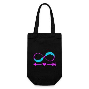 Infinity Sign Love Bow and Feather - Gift Bag for Bottles - black - Front