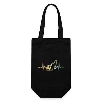 Herzschlag Herzlinie Herzfrequenz Bagger EKG Puls - Geschenkbeutel für Flaschen - Schwarz - Vorne