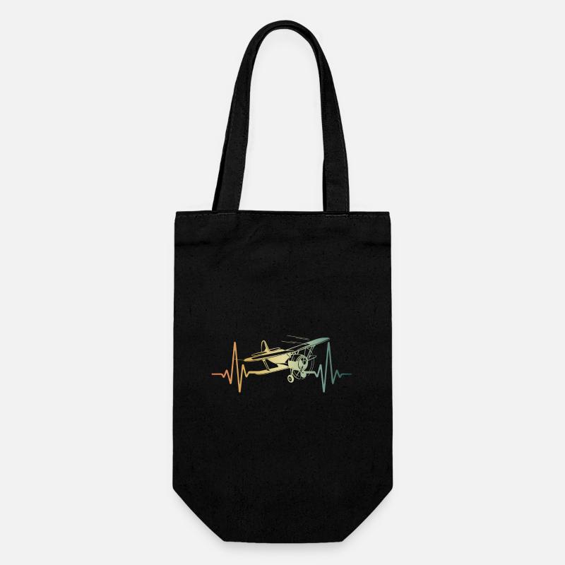 Heartbeat Flyer Airplane Pilot - Gift Bag for Bottles - black