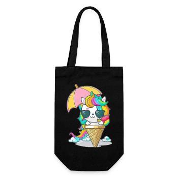 Einhorn mit Eiscreme - Die perfekte Kombination - Geschenkbeutel für Flaschen - Schwarz - Vorne