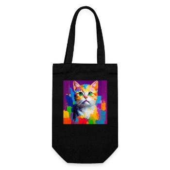 Peinture à l’huile Style Cat Portrait Design pour - Sac à bouteille - noir - Devant