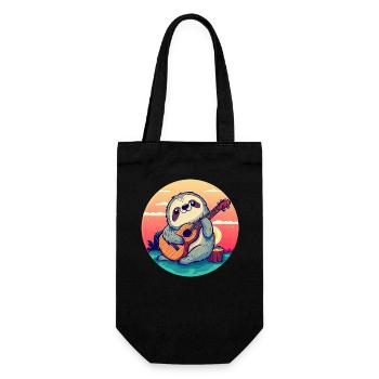 Sloth with guitar in sunset - Gift Bag for Bottles - black - Front