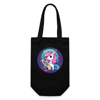 Unicorn playing harp at sunset - Gift Bag for Bottles - black - Front