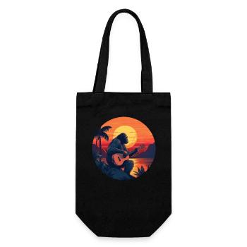 Guitariste Gorilla au coucher du soleil - Sac à bouteille - noir - Devant